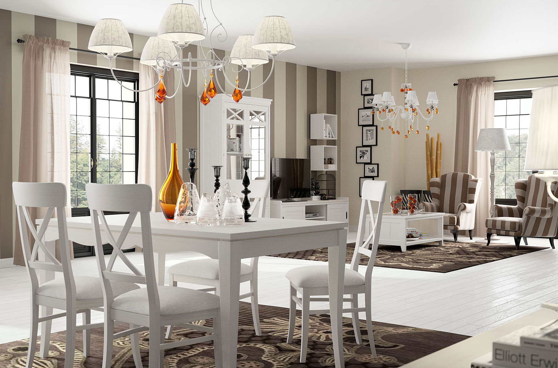 Comedor vintage provenzal blanco Verona de lujo en