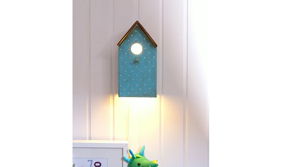Lampara casita en color azul Lampara casita en color azul