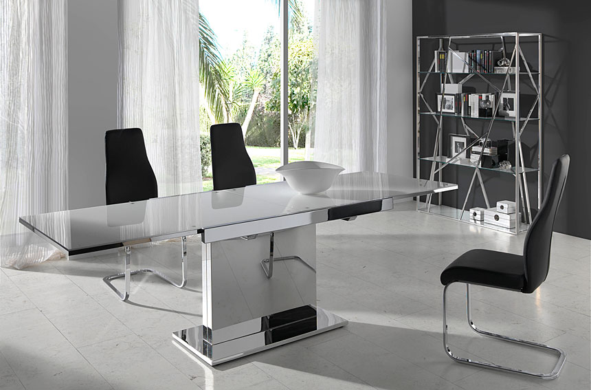 Mesa de comedor extensible cristal blanco no disponible en ... Mesa de comedor extensible cristal blanco no disponible en ...