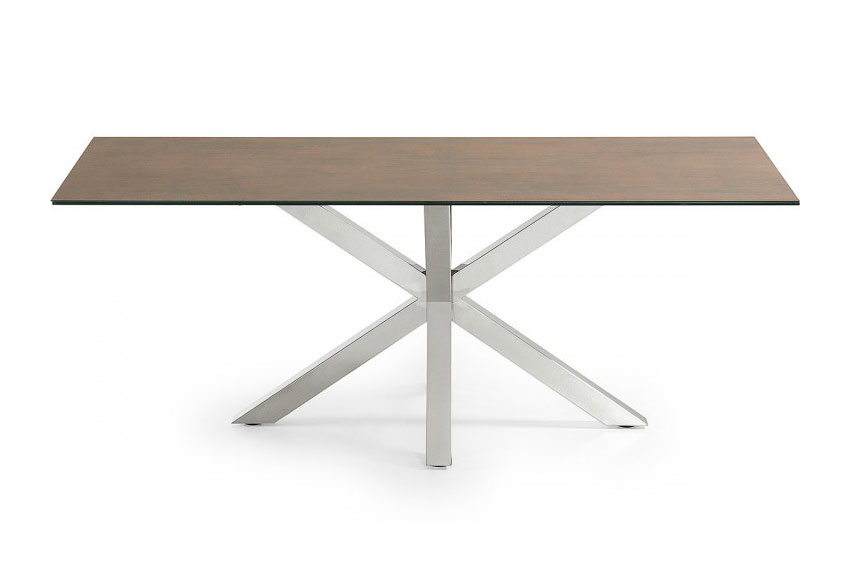 Mesa comedor acero tapa efecto corten en portobellostreet.es