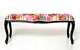Taburete frances patchwork capitone - Bancos y Taburetes Vintage - Muebles de Estilo Vintage