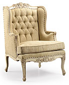 Orejero Frances Blanco Roto Capitone Tapizado - Butacas y orejeros - Muebles Cl�sicos