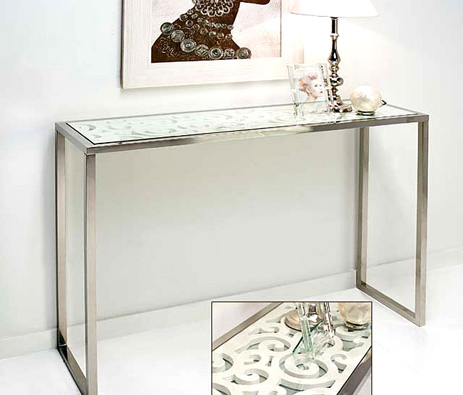 Consola Acero Inox Nácar Blanco no disponible en Portobellostreet Consola Acero Inox Nácar Blanco no disponible en Portobellostreet