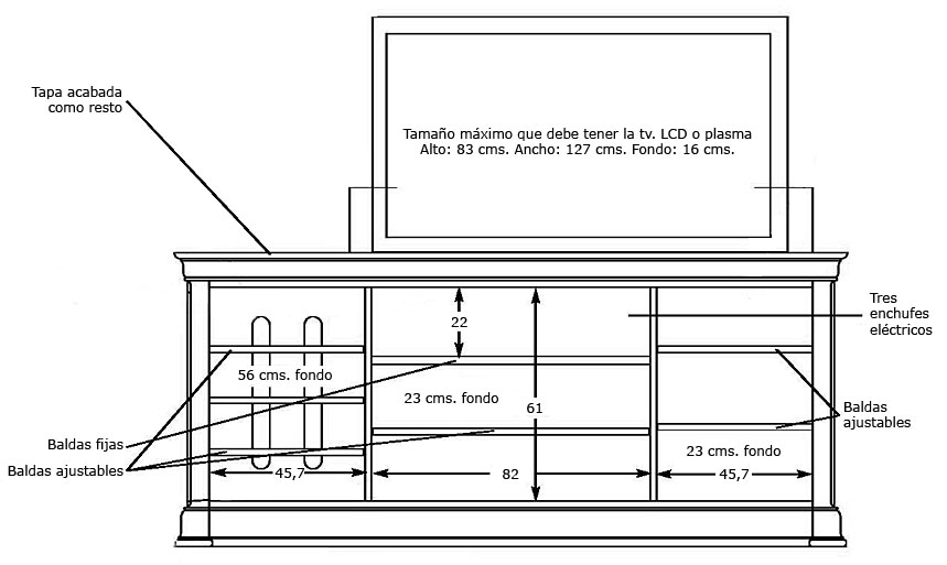 Croquis del Mueble Tv Plasma Lifter para guardar la televisi�n 