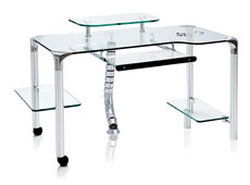 muebles modernos Mesa de Ordenador Cristal y acero inox