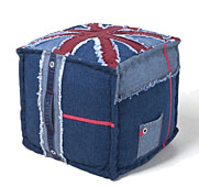Taburete British denim cubo
