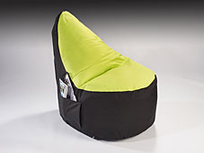 Puff negro y verde con revistero lateral 