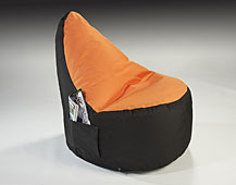 Puff negro y naranja con revistero lateral