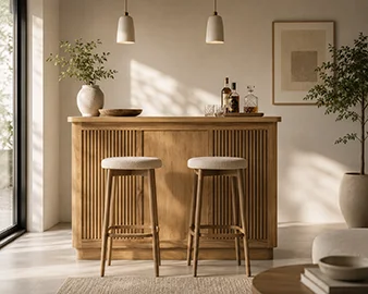 Mostrador barra de bar madera de teka Eyre