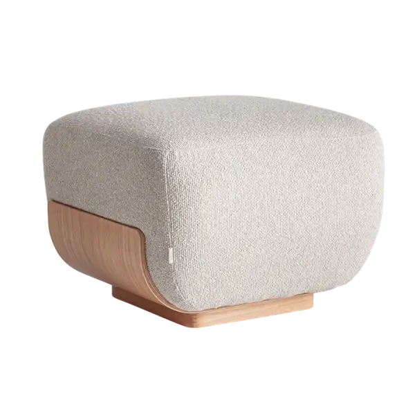 Pouf tapizado blanco roto Sasi