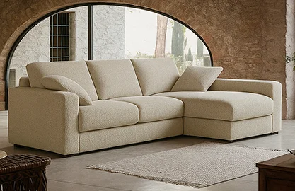 Sofá con chaise longue beige Monviso