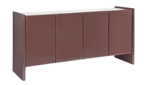 Aparador 4 puertas lacado Marsala y tapa de piedra Aparador 4 puertas lacado Marsala y tapa de piedra