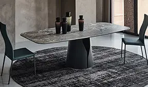 Mesa de comedor esquinas redondeadas keramik Giano Cattelan