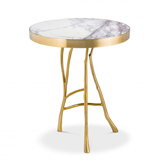 Mesa auxiliar dorada mrmol blanco Veritas
