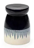 Taburete de ceramica color blanco y azul Wei