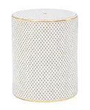 Taburete ceramica blanco y dorado Wu