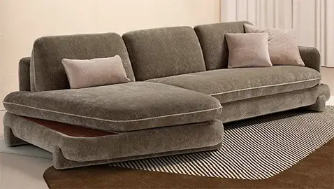 Sofá cama con chaise longue tapizado Alma