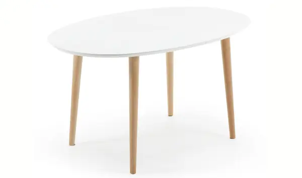OQUI MESA OVAL 120(200) EXT MADERA NAT LAC MATE BLANCO PURO