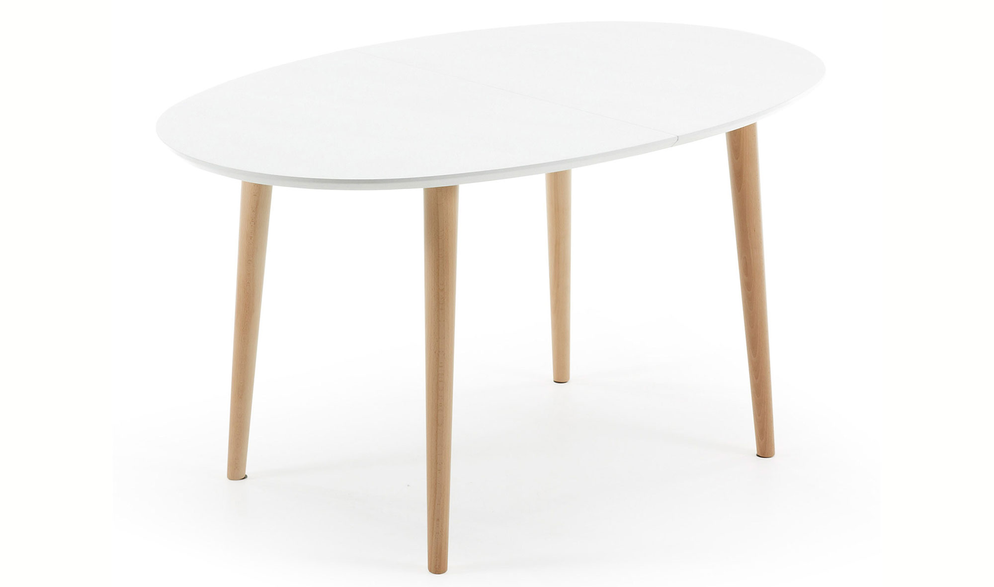 OQUI MESA OVAL 120(200) EXT MADERA NAT LAC MATE BLANCO PURO