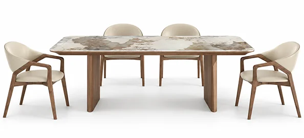 Mesa de comedor nogal y porcelánico Ademuz Mesa de comedor nogal y porcelánico Ademuz