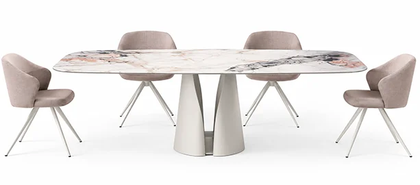 Mesa de comedor ovalada barril porcelánico Oselva