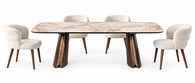 Mesa de comedor extensible Patagonia en metal y porcelánico Mesa de comedor extensible Patagonia en metal y porcelánico