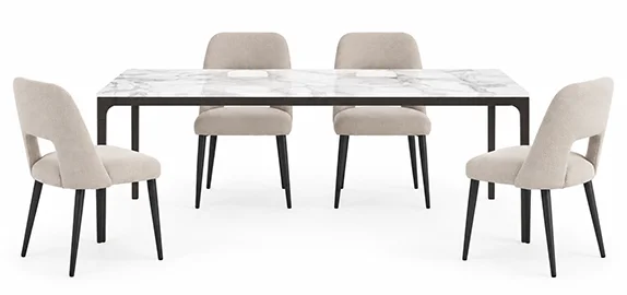 Mesa de comedor metal negro y porcelánico trance Kuki Mesa de comedor metal negro y porcelánico trance Kuki