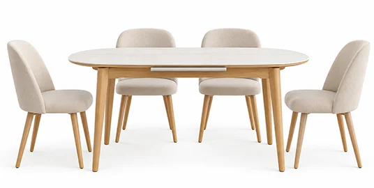 Mesa de comedor extensible roble y porcelánico Velma