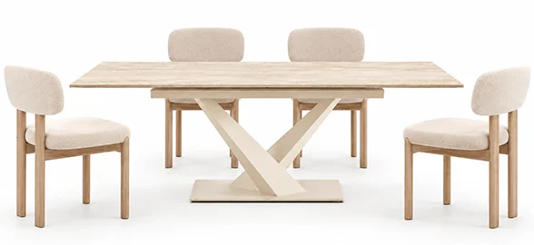 Mesa de comedor extensible beige Johannes