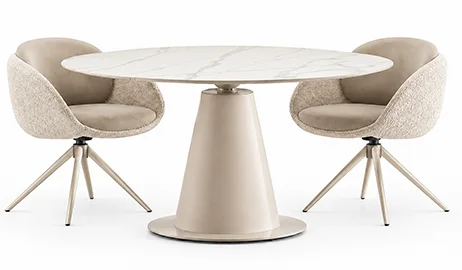 Mesa de comedor extensible de acero beige Jami