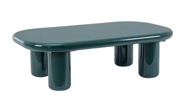 Mesa auxiliar rectangular verde botella brillo