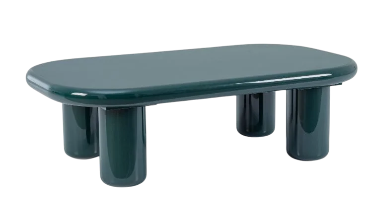 Mesa auxiliar rectangular verde botella brillo