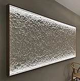 Panel textura 3D efecto yeso blanco proyectado con marco luz de led