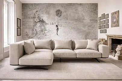 Sofá con chaise longue moderno Florencia