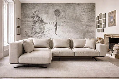 Sofá con chaise longue moderno Florencia