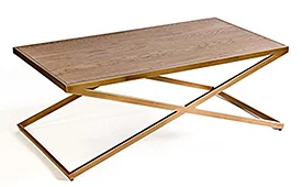 Mesa de centro roble y dorado Mesa de centro roble y dorado