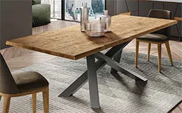 Mesa de comedor antracita y tapa en madera maciza Bryne lig. defectos