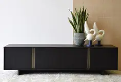 Mesa de televisión roble negro mate oro viejo Corleone