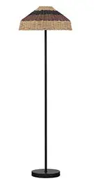 Lámpara de pie negra con tulipa de ratán Caro