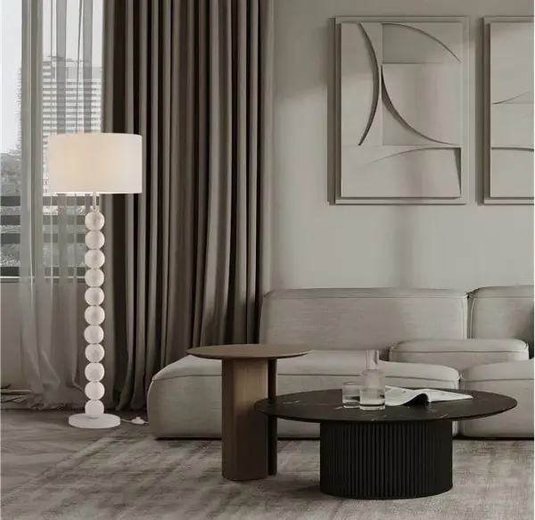 Lámpara de pie de piedra blanca Chamois