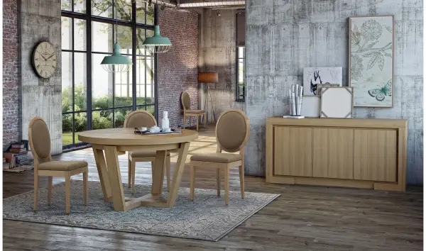 Mesa de comedor redonda extensible nórdica Belagio