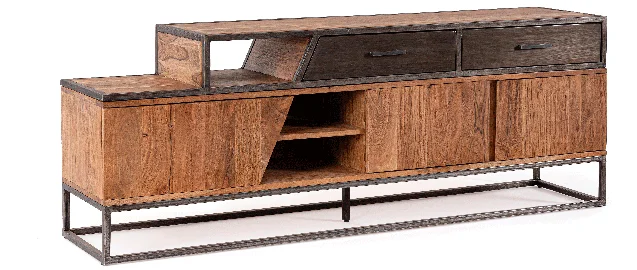 Mesa de televisión grande 3 puertas 2 cajones vintage Janak