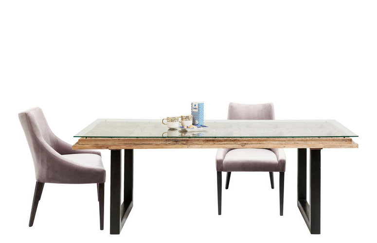 Mesa de comedor madera y vidrio Kalif 