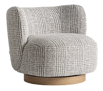 Sillón Oderzo tapizado gris jaspeado con base giratoria