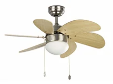 Ventilador de techo con luz led niquel y palas en roble Ventilador de techo con luz led niquel y palas en roble