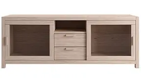 PORTOBELLO mueble tv roble y cristal 2 cajones