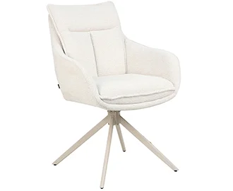 Sillón giratorio beige y metal crema Gaia