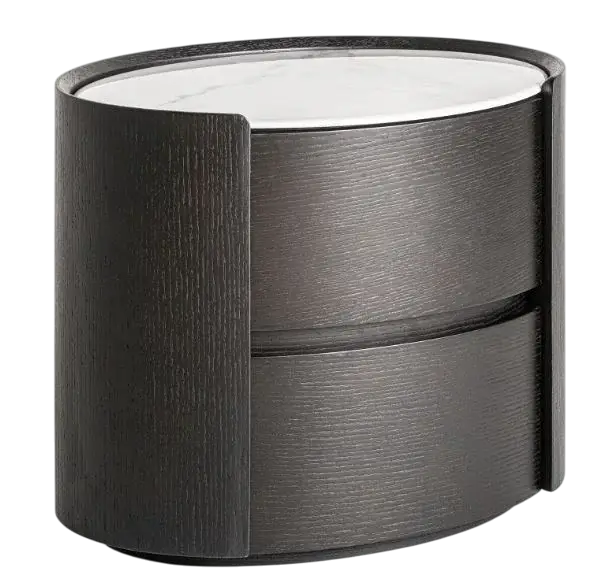 Mesa de noche roble negro oval Zofingen