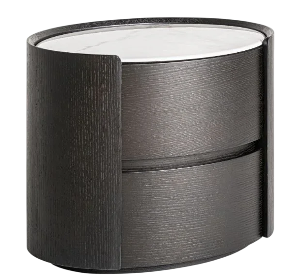 Mesa de noche roble negro oval Zofingen