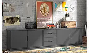 Mesa de televisión industrial Loft Natur